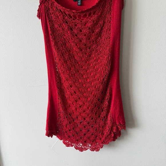 VTG Y2K Crochet Lace Red Blouse Top Sz XS - Picture 4 of 8